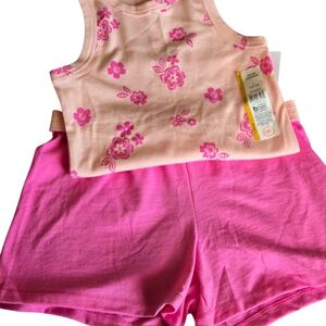 Pink Floral Tank Top and Shorts Set
